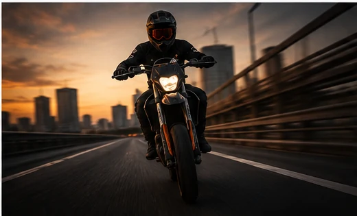 Supermoto rider on the street